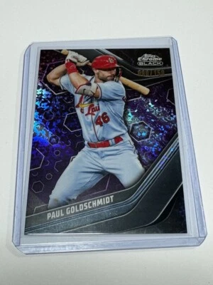 2023 Topps Chrome Black Paul Goldschmidt Purple Mini Diamond Refractor 90/150 - Image 1 of 2