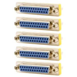 5x DB25 D-SUB 25-Pin Female to Female Coupler Mini Gender Changer Adapter Gold - Picture 1 of 5