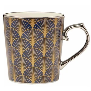 Geometrische Marine konische Tasse Druck Design Kaffee Tee Tasse Silber Griff - KOSTENLOSER VERSAND - Bild 1 von 4