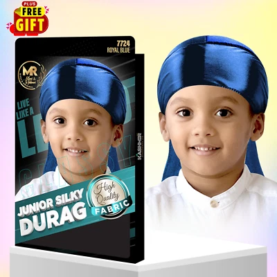 MR MANI & RABBANI Junior Silky Durag for Kids - Royal Blue - 7724