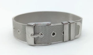 Unisex 12 mm Edelstahl Gürtelschnalle Mesh Armband Größe 7,5" signiert HELL - Bild 1 von 8