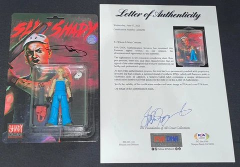 Eminem "Slim Shady w/ Chainsaw & Mask" Signed Autographed Action Figure Toy PSA Cover