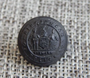 Antique Vtg Pressed Horn Button British Police Circa 1800's ~Apx:5/8"~#905-A - Picture 1 of 5