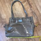 Liz & Co. Croc Embossed TAUPE Medium Handbag Shoulder Bag Purse Shiny Patent Bag
