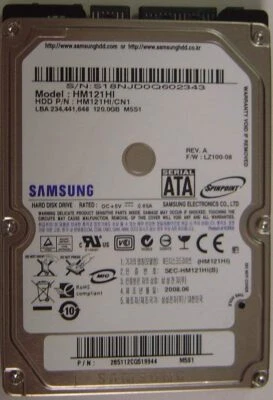HM121HI SAMSUNG ELECTRONICS CO LTD SPINPOINT M5 SERIES 120GB 5400RPM 2.5" Drive - Image 1 of 2