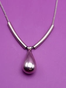 Vintage Sterlingsilber Mexiko Träne Anhänger Halskette signiert 6,7 Gramm Träne Tropfen - Bild 1 von 9