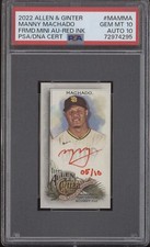 MANNY MACHADO PSA 10 2022 TOPPS ALLEN & GINTER FRAMED MINI RED INK AUTO 5/10