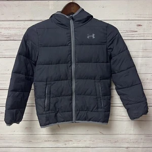 Under Armour Jacket Youth Small Black Puffer Coat Boys - Picture 1 of 6