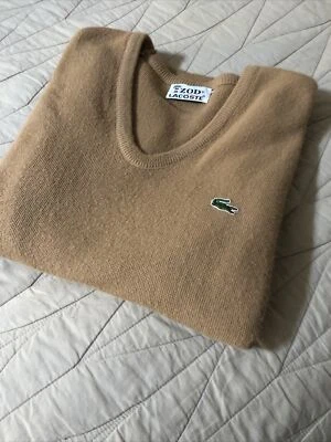 SUÉTER COCODRILO CUELLO EN V JERSEY MARRÓN IZOD LACOSTE VINTAGE AÑOS 70 EXTRA GRANDE XL Foto 1 de 4