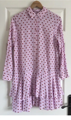 Mint Velvet Gorgeous Pink/lilac Polka Dot  Mini Dress Size 8 EXCELLENT - Image 1 of 4