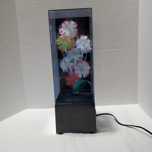 Vintage 1980's FIBER OPTIC Flower Light w/ Wind Up Music Box WORKS - Picture 1 of 19