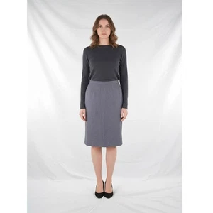 Gonna Donna Grigia L Ginocchio In Lana Vergine Dritta Tubo Foderata Vintage - Picture 1 of 13