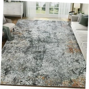 Modern Abstract Washable Area Rug - 5x7 Large Living Room Rugs Soft Stain - Picture 1 of 7