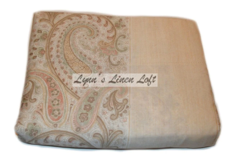 SÁBANA PLANA RALPH LAUREN Viajero Romántico Crema Rayas Cachemira REINA NUEVA RARA Foto 1 de 3