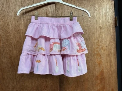 Falda Piccolina Rosa Algodón Bordado Construcción Niveles - Talla 10 - En muy buen estado Foto 1 de 4