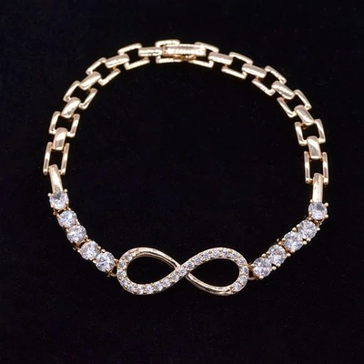 Brazalete Símbolo Infinito Topacio Transparente Moda Mujer Oro Blanco 18K Relleno Foto 1 de 2