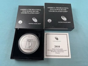 2010 Hot Springs America the Beautiful BURNISHED 5 oz Silver Coin - Picture 1 of 5