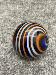 Grande marmo vetro vortice vintage 2" con glitter, raro - Foto 1 di 5
