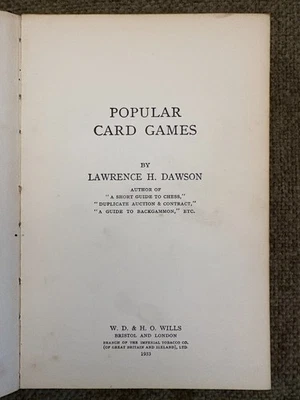 📘 Popular Card Games — Lawrence H. Dawson — W.D. & H.O. Wills, 1933 - Image 1 of 4