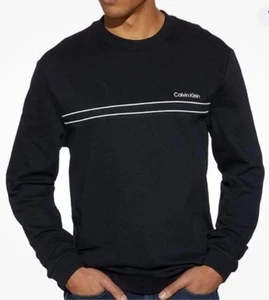 Calvin Klein Herren Standard Fit Rundhalsausschnitt Struktur Sweatshirt Schwarz Schönheit Large - Bild 1 von 4