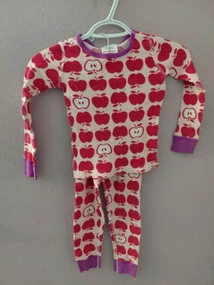Conjunto de pijama térmico estampado manzana Hanna Andersson niñas pequeñas talla 4 Foto 1 de 4