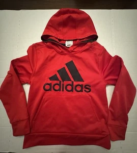 Pre Owned Good Adidas Athletic Hoodie Red Embroidered Boys Size Small 8  - Picture 1 of 8