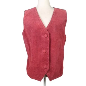 Vintage 90s Tower Hill Burgundy Red Suede Leather Vest NWT Large - Picture 1 of 7