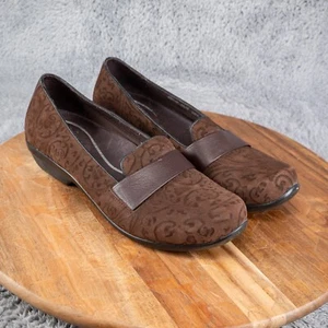 Dansko Oksana Chocolate Brown Suede Leather Floral Embossed Loafers 8.5 USA 39 - Picture 1 of 6