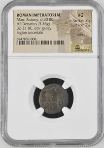 Roman Imperatorial - Marc Antony - BC 32-31 - Silver Denarius - NGC VG - C544/28 - Bild 1 von 5