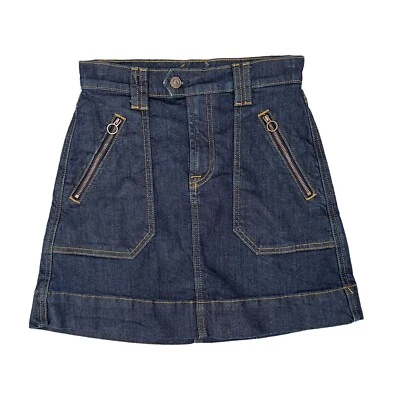 7 For All Mankind 裙子女式 24 蓝色牛仔 A 字拉链口袋拉链门襟迷你 — 第 1/4 张图片