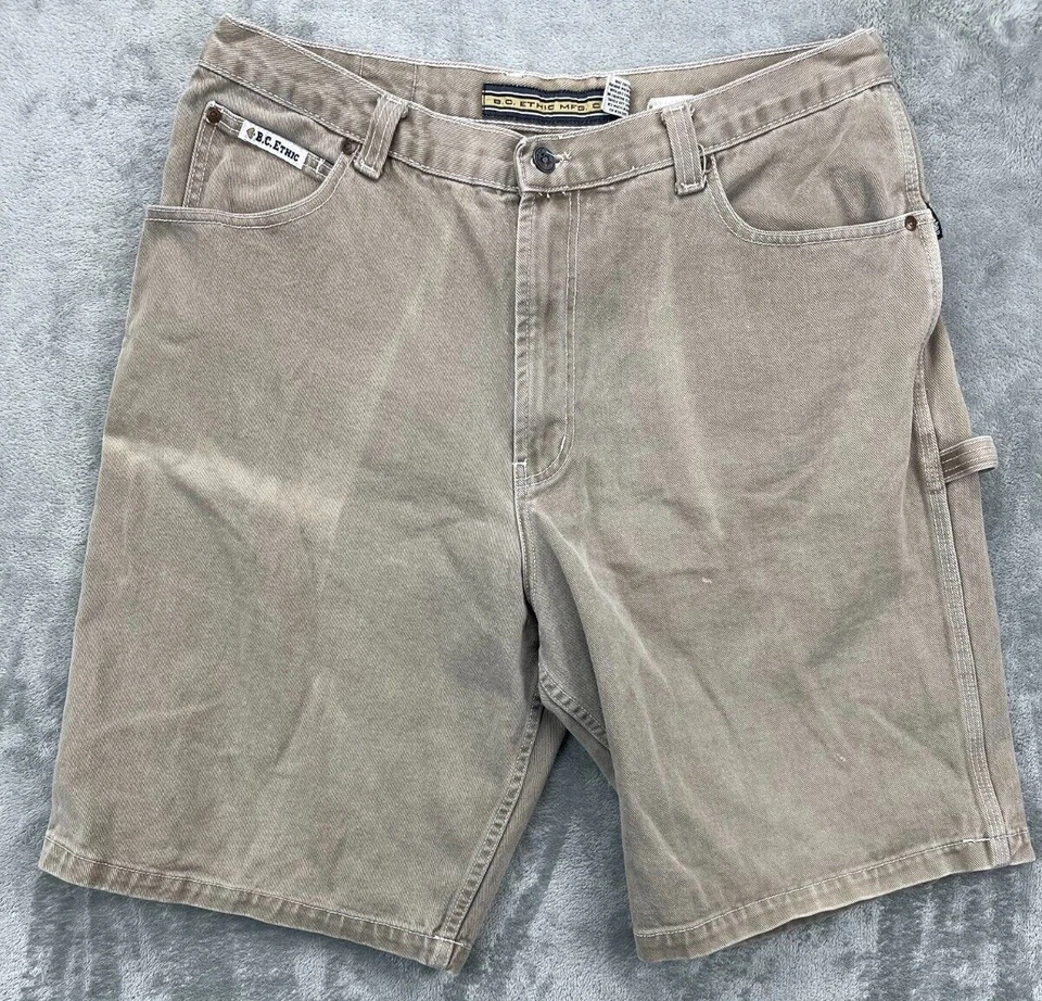 Pantalones Cortos de Jean Carpintero BC Ethnic Mfg Co 36 Beige Denim Algodón Foto 1 de 4