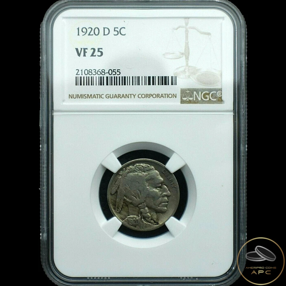 1920-D Buffalo Nickel~NGC VF25~Very Rare Beauty~Only 154 this Grade~! - Image 1 of 4