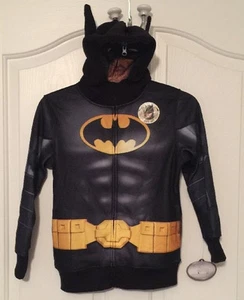 DC Comics Batman Hooded Sweatshirt Boys Size S Mesh Face Full Cover Jacket NEW - Picture 1 of 12