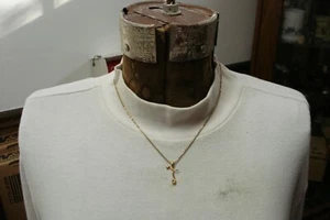 Vintage Diamond Ross Simons Gold over Sterling Silver Letter T 18" Necklace .925 - Picture 1 of 11