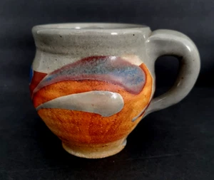 SP Pottery Hand Made Mug Gray Rust Blue Wheel Thrown Large 4 1/4" Tall Unused - Picture 1 of 7