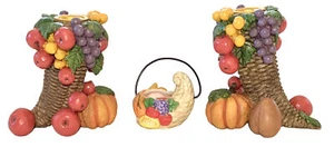 THANKSGIVING Cornucopia Candle Holders fits Tapered Candles +BONUS Mini Candle - Picture 1 of 6