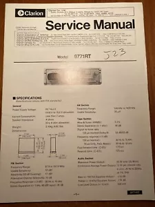 CLARION 9771RT AM/FM RICEVITORE STEREO MANUALE RIPARAZIONE SERVIZIO ORIGINALE - Foto 1 di 1