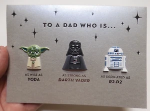 1 Papyruskarte VATERTAG Star Wars Yoda Darth Vader R2-D2 bester Vater in Galaxie - Bild 1 von 5