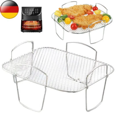 Quadratisch Air Fryer Rack Edelstahl Halter Backblech Spieße Gestell Werkzeug - Bild 1 von 4