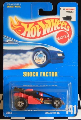 Shock Factor Concept Race Car Hot Wheels Blue Card 1992-141 Metal Chassis - Image 1 of 4