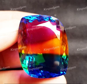 Piedra de vidrio doblete de 90 quilates turmalina multicolor piedra de corte elegante piedra preciosa suelta - Imagen 1 de 5