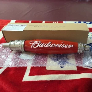 Vintage Red Budweiser Beer Tap Handle The Great American Lager 12" NIB NOS - Picture 1 of 7