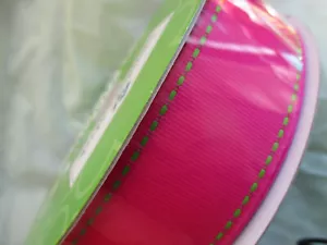 NEW Wired Edge PINK RIBBON 50 Yards 1-1/2" Spring Green Trim CRAFT EASTER - Picture 1 of 5