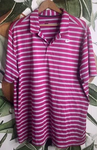 Camisa polo de golf Nike Golf 2XL ajuste estándar rosa a rayas manga corta - Imagen 1 de 6