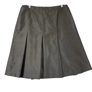 Talbots Pleated Pure Silk Skirt Women 12P Knee Holiday Classic Old Money Goth - Picture 1 of 11