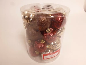 Set of 26 Gold Red Shatterproof 2.25" Christmas Tree Bulb Ornament Hanging Ball - Picture 1 of 3