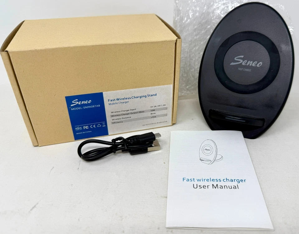 Soporte de carga cargador Seneo rápido inalámbrico 5V, 10W iPhone Android SNPA087AB Foto 1 de 4