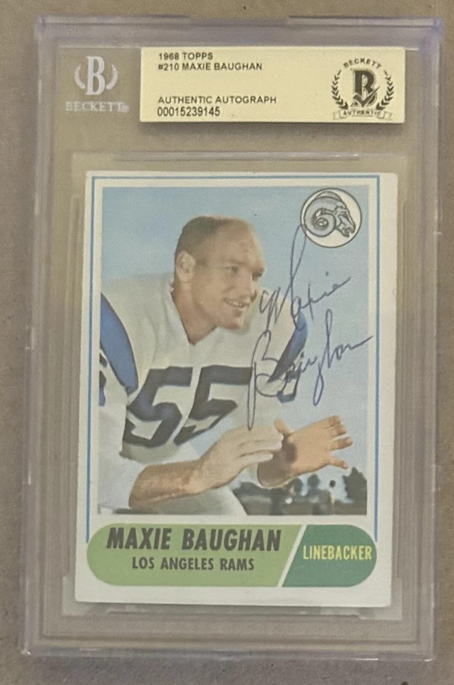 Maxie Baughan 1968 Topps #210 Signed Auto Autograph Rams Georgia Tech Beckett - Image 1 of 3