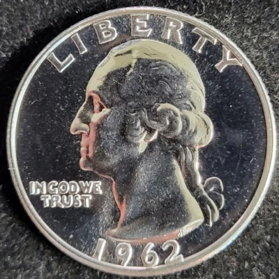 1962 Washington Quarter PR Proof 90% Silver Coin US Mint - Image 1 of 4