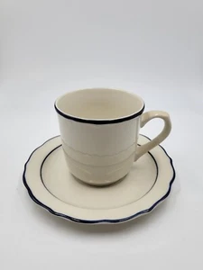 S/O 4 Rare Anchor Hocking Stoneware Hampton C8700/168 Cup And Saucer Set Blue - Picture 1 of 7